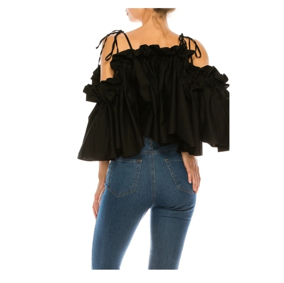 ASOS Black Off-Shoulder Ruffle Blouse - Picture 6 of 8